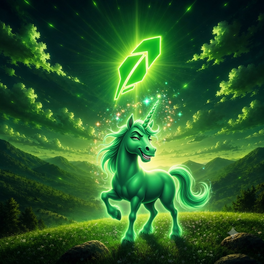 Neon unicorn winking mischievously